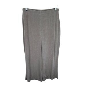 Chico's Travelers Tan Wide‎ Leg Cropped Liquid Knit Pants Resort Wear Size M